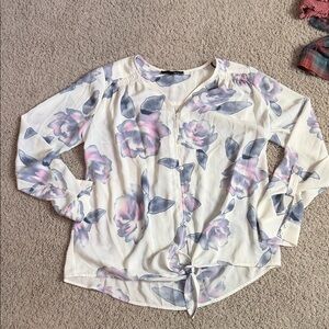 Ro&De-Floral Print Women's Top - White and Purple